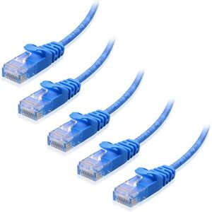 Cable Matters 10Gbps 5-Pk Snagless Short Cat6 Ultra Thin Ethernet Cable 3ft Blue
